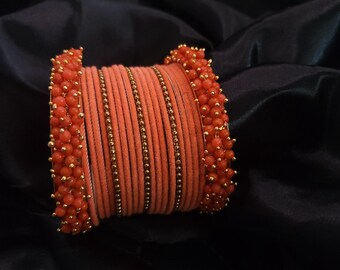 Coral Peach Bridal Chooda Set