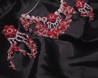 Ruby Red Bridal Jewelry Set