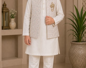 Boys Ivory Kurta Pajama Set Size 8