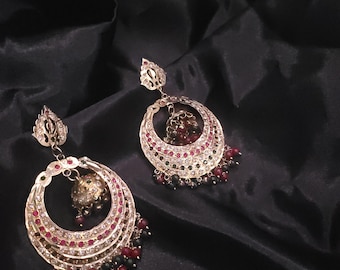 Multicolor Chandbali Jhumka Earrings