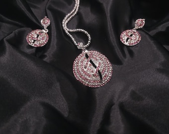 Luxury Pink Rhinestone Jewelry Set