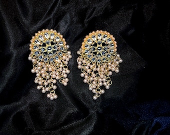 Pearl Tassel Statement Earrings