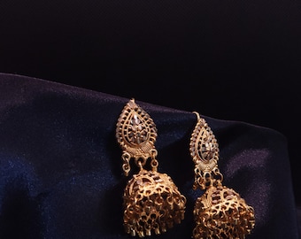 Luxury Antique Gold Jhumka Earrings