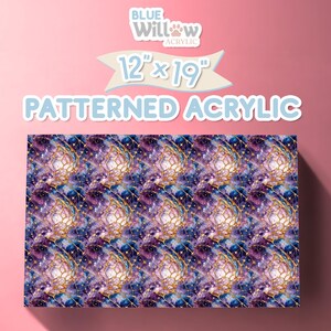 12&quot; x 19&quot; Laser Ready Patterned Acrylic Sheet, Spunky Galaxy, Unique Pattern for Laser Cutters