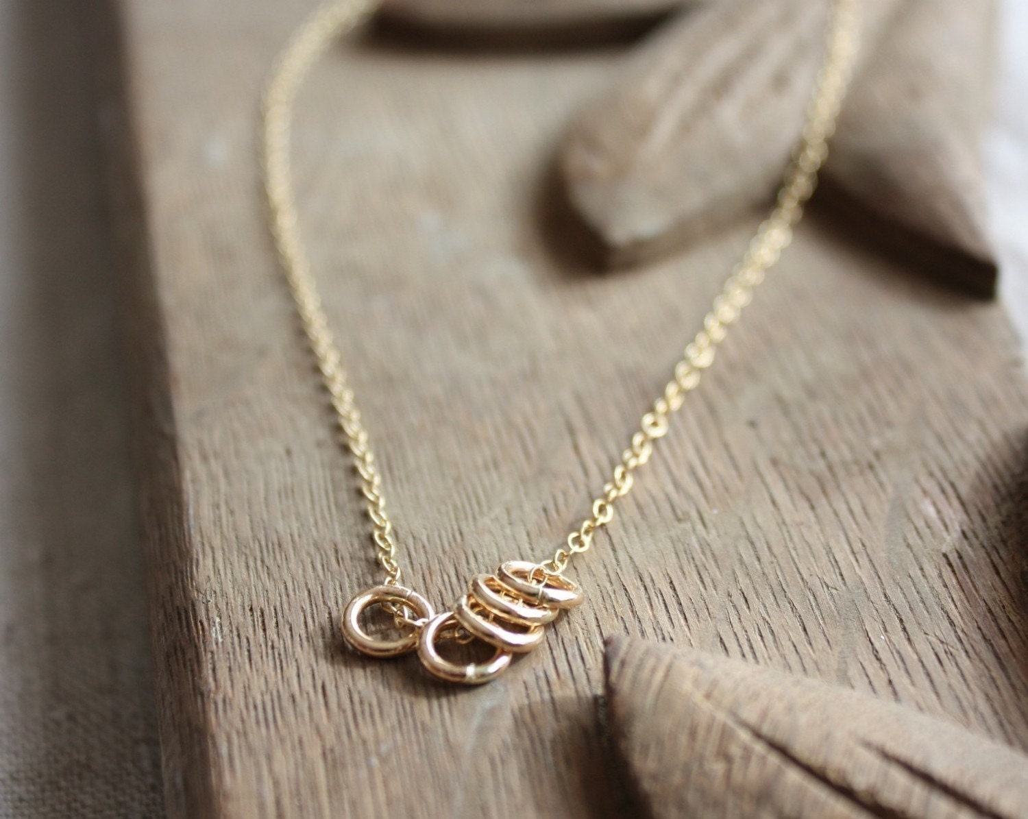 five gold rings necklace quintet gold necklace delicate Etsy