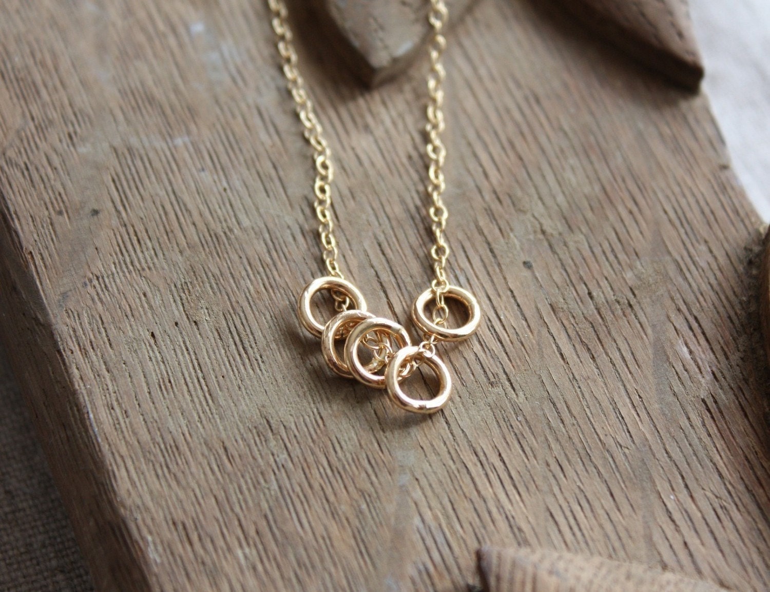 Five gold rings necklace quintet gold necklace delicate Etsy