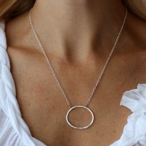 recycled silver oval necklace- the egg