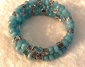 Bracelet aigue-marine à facettes