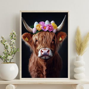 Highland Cow Wall Art, Highland Cow Print , Cow Poster, Vintage Cow Painting, Highland Cow Portrait, Animal Living Room Wall Art