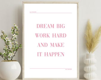 Motivational Poster, Pink Positive Quote Print, Cute Pink Wall Art, Positive Affirmations Poster, Typography Wall Art, Motivational Quote