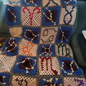 Zodiac Constellation Crochet Blanket Pattern-Machine Washable & Cozy-Unique Astrology Gift-Intermediate Level-DIY Horoscope Throw-Download