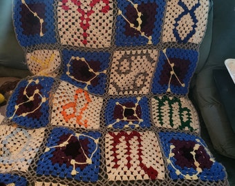 Zodiac Constellation Crochet Blanket Pattern-Machine Washable & Cozy-Unique Astrology Gift-Intermediate Level-DIY Horoscope Throw-Download