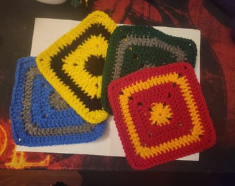 Hogwarts House Coasters – Crochet Pattern PDF