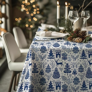 Scandinavian Christmas Tablecloth Norwegian Swedish Folk Art Nordic Christmas Tablecloth Square Scandi Christmas Swedish Farmhouse Nordic