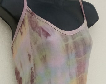 SOLUNA Spaggeti straps dress in a silky Organic Bamboo knit fabric adjustable to any body, tiedye in the color you choose