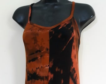 SOLUNA Spaggeti straps dress in a silky Organic Bamboo knit fabric adjustable to any body, tiedye in the color you choose