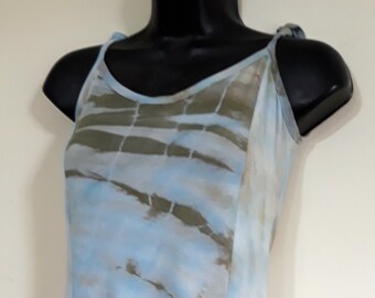 SOLUNA Spaggeti straps dress in a silky Organic Bamboo knit fabric adjustable to any body, tiedye in the color you choose