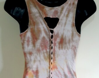 SOLUNA Sleeveless Tops with knots along the back in soft and silky 100% bamboo with tiedye techniques in many colors and in one size