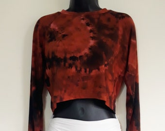 SOLUNA Long sleeves croptops in soft and silky 100% bamboo with tiedye techniques in many colors and in one size