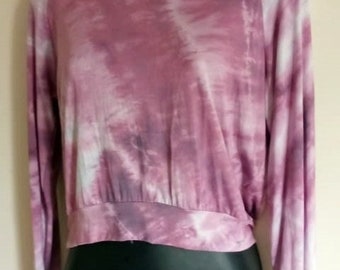 SOLUNA Long sleeves croptops in soft and silky 100% bamboo with tiedye techniques in many colors and in one size