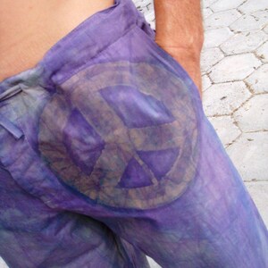 SOLUNA tiedyed cotton pants with batik wax peace and love symbol, in the color you prefer and in all sizes, we do wholesale image 2