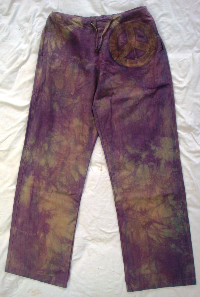 SOLUNA tiedyed cotton pants with batik wax peace and love symbol, in the color you prefer and in all sizes, we do wholesale image 3