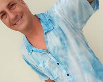 SOLUNA button down shirt, tiedye technique in light viscose fabric, convo me for the color or choose on the pictures as you like