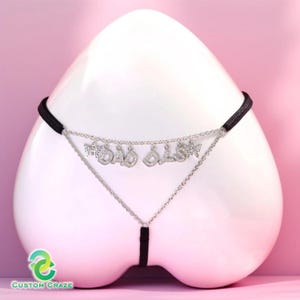 Custom Chain Thong Custom Thong Bikini Crystal Name Thong Women Custom Underwear Bikini Chain Gift For Her Anniversary gift