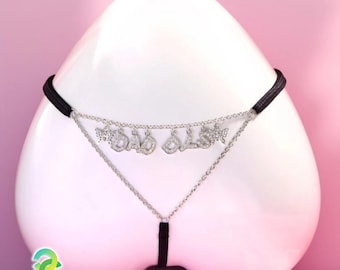 Custom Chain Thong Custom Thong Bikini Crystal Name Thong Women Custom Underwear Bikini Chain Gift For Her Anniversary gift