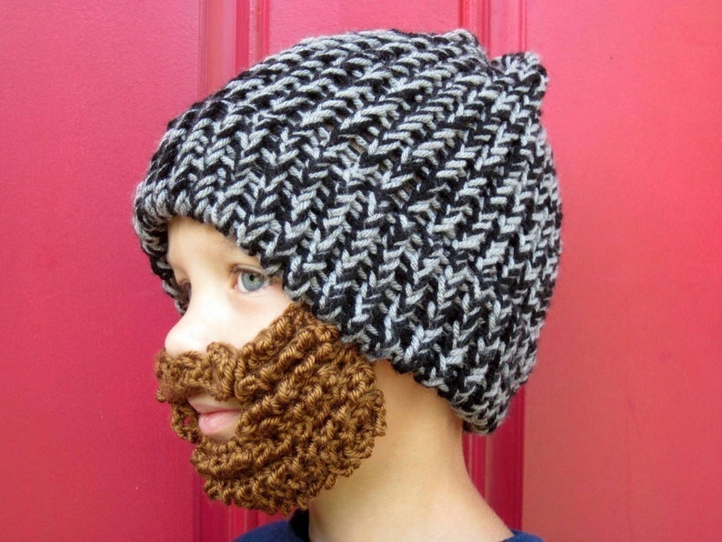 kids beard beanie, kids beard hat ,The Original Beard Beanie™ little man lumberjack youth size, crochet beard hat, kids crochet beard image 4