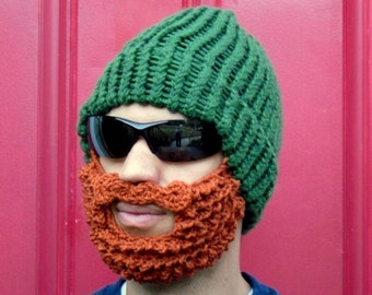 bearded lumberjack hat, green crochet beard hat, The Original Beard Beanie™  green beard hat, knit beard hat