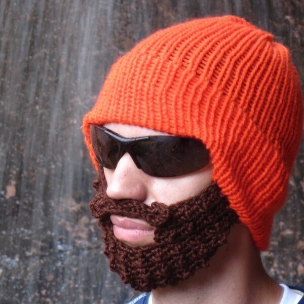 hunter orange bearded stocking hat