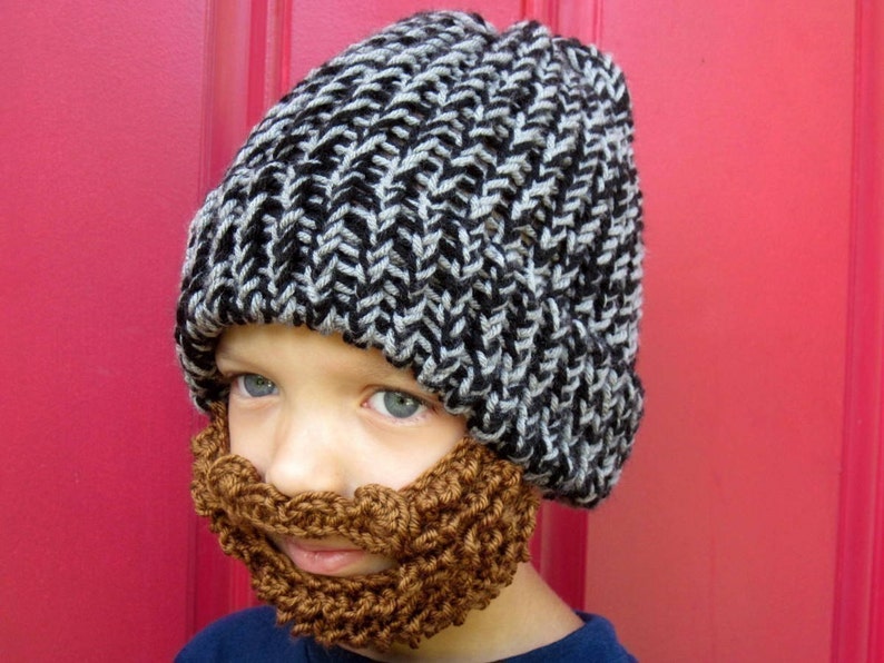 kids beard beanie, kids beard hat ,The Original Beard Beanie™ little man lumberjack youth size, crochet beard hat, kids crochet beard image 3