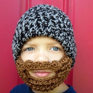 kids beard beanie, kids beard hat ,The Original Beard Beanie™ little man lumberjack youth size, crochet beard hat, kids crochet beard image 2