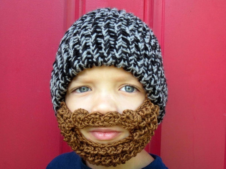 kids beard beanie, kids beard hat ,The Original Beard Beanie™ little man lumberjack youth size, crochet beard hat, kids crochet beard image 2