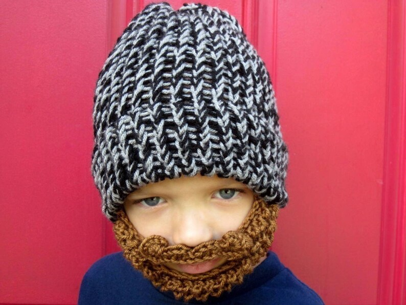 kids beard beanie, kids beard hat ,The Original Beard Beanie™ little man lumberjack youth size, crochet beard hat, kids crochet beard image 5