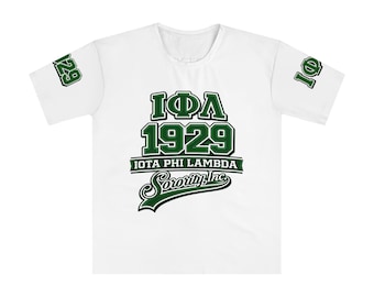 Iota Phi Lambda 1929 Sorority Script T-Shirt | White Greek Letters Tee