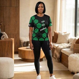 Black Hexagon Honeycomb Iota Pi Lambda T-Shirt | All-Over Print