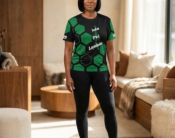 Black Hexagon Honeycomb Iota Pi Lambda T-Shirt | All-Over Print
