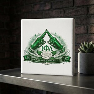 Sottobicchiere in ceramica della confraternita Iota Phi Lambda / Mani verdi, rosa bianca