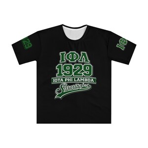Iota Phi Lambda 1929 Sorority Script T-Shirt | Black Greek Letters Tee