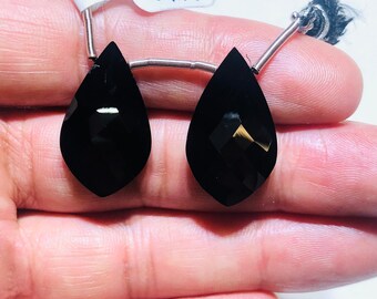 Black Diamond Lookalike Untreated 2199 Pure Inky Black Color Black Spinel Almond Shape Drops 23x7mm Approx 26 Carat August Birthstone