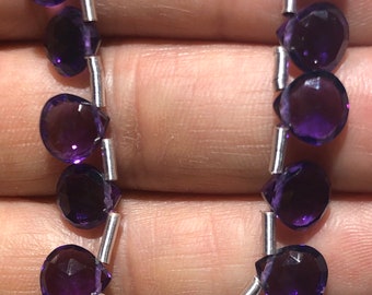 Hydro Amethyst Gemstone Beads Amethyst Briolette Drops to Make Jewelry Faceted Heart Shape Drilled Beads