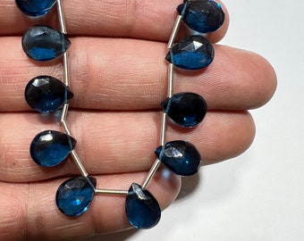 London Blue Quartz Gemstone Beads, 8x11 Almond Shape Briolette to make Jewelry