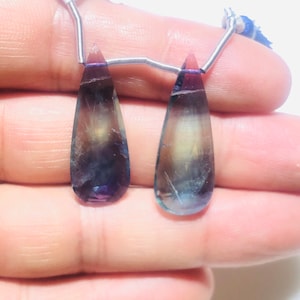 Fluorite Gemstone Beads, 31x11 Almond  Shape Drop To Make Earrings