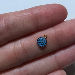 Charm Single Ring, Turquoise, Oxidized Sterling Silver, 6MM Coin Shape Round for Jewelry
