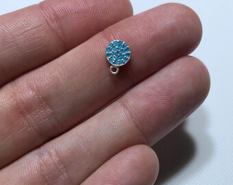 Charm Single Ring, Turquoise, Gold Over Sterling Silver, 10mm Coin Shape Round