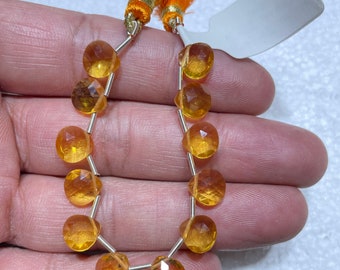 Fine AAA Quality Natural Golden Citrine Faceted Drops Briolettes 4x7-5x8 mm approx 8 inch strand