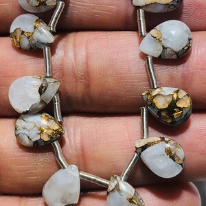 Copper Calcite Gemstone Beads. 8x11 Almond Shape Briolette