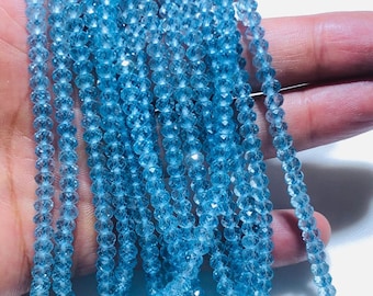 Swiss Blue Topaz Shaded 5.5mm  Faceted Roundel Beads